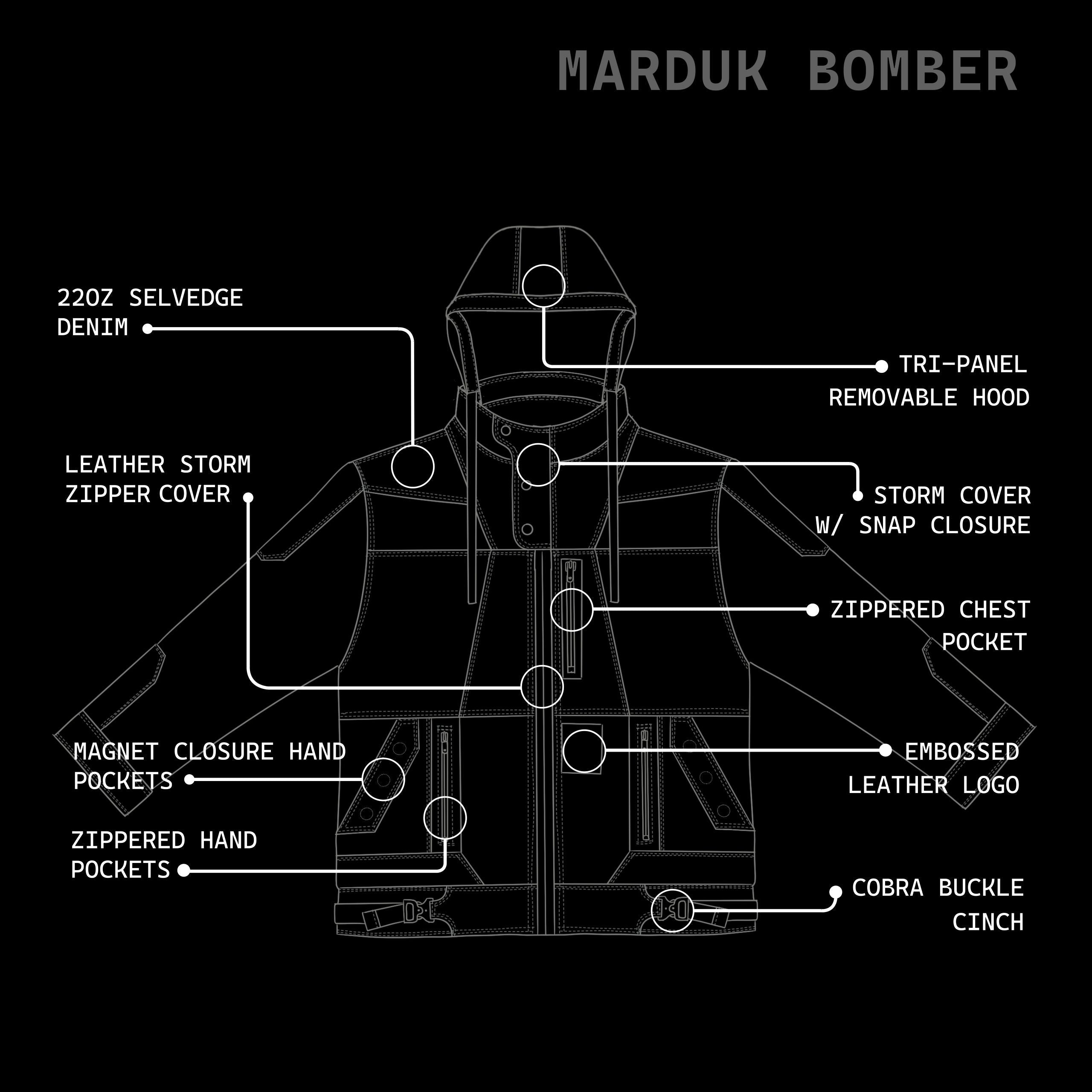 MARDUK SELVEDGE DENIM BOMBER JACKET